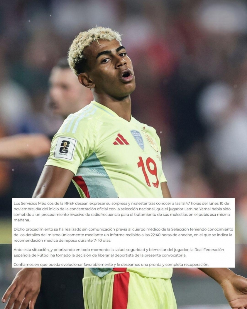 Tin tức về việc Yamal chính thức rút khỏi ĐT Tây Ban Nha.